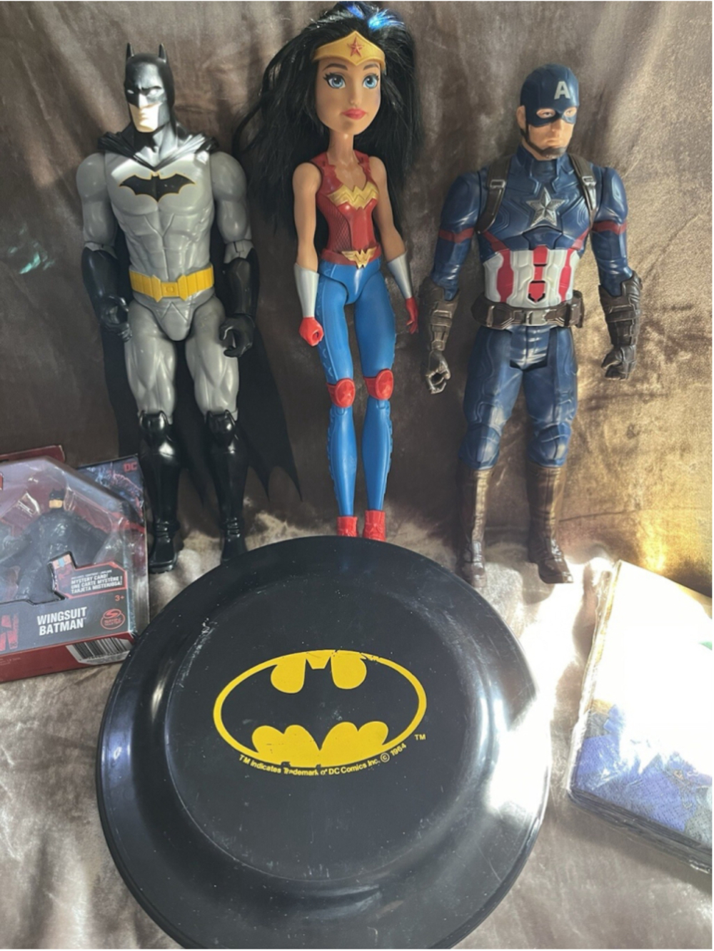 MATTEL MARVEL COMICS LOT OF 3 ACTION FIGURES CAPTIAN A BATMAN WONDER WOMAN 12"